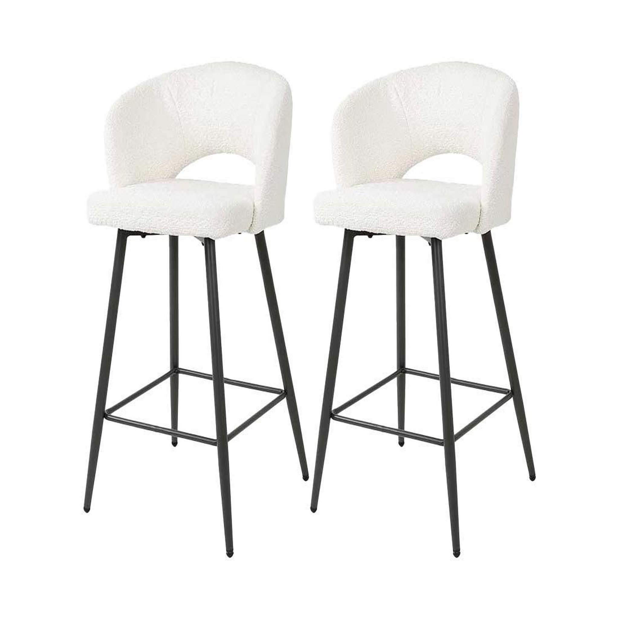 Voir la diapositive 1 : LISA DESIGN Pattaya - lot de 2 tabourets de bar - en tissu bouclette blanc