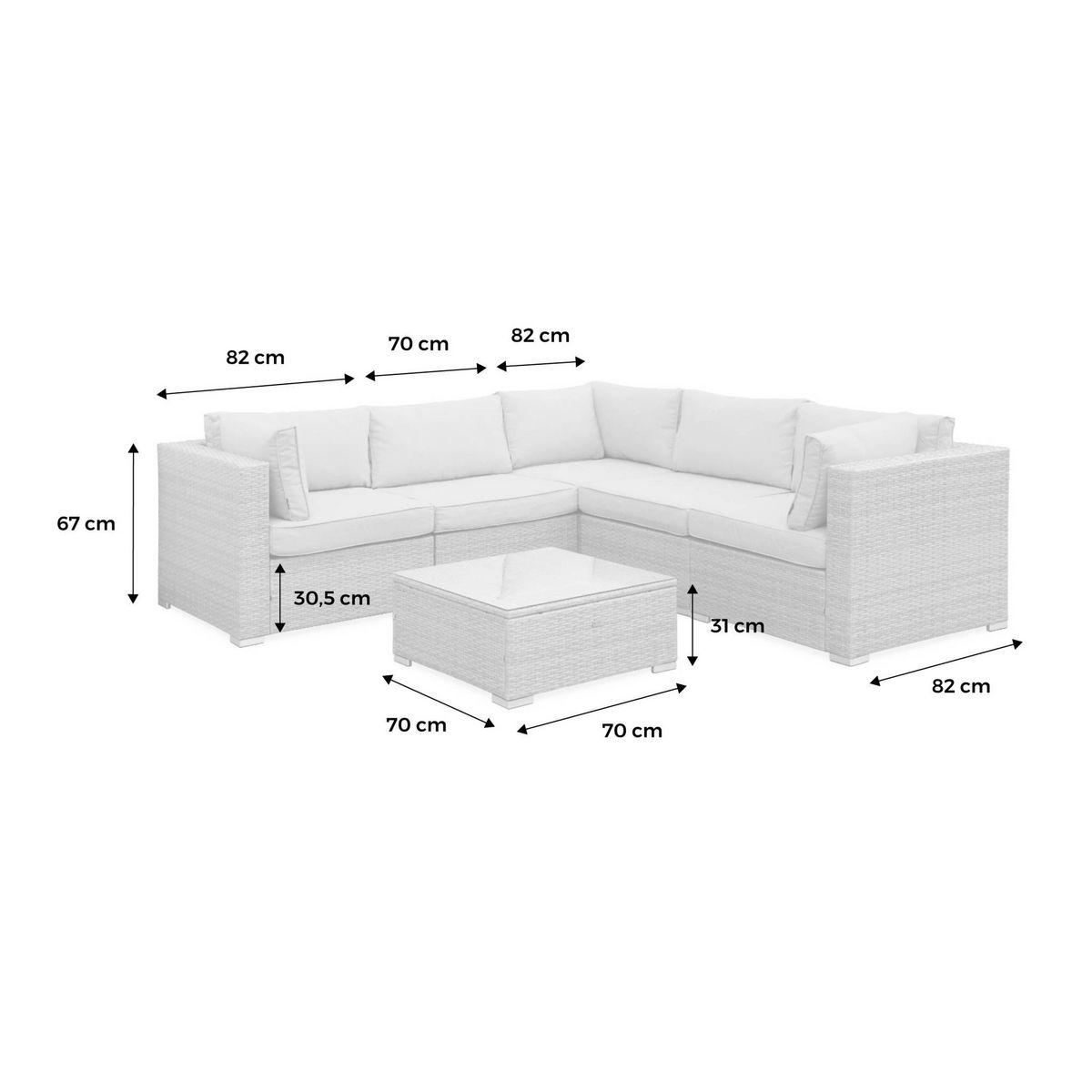 SWEEEK Salon de jardin en résine tressée - Napoli  - 5 places