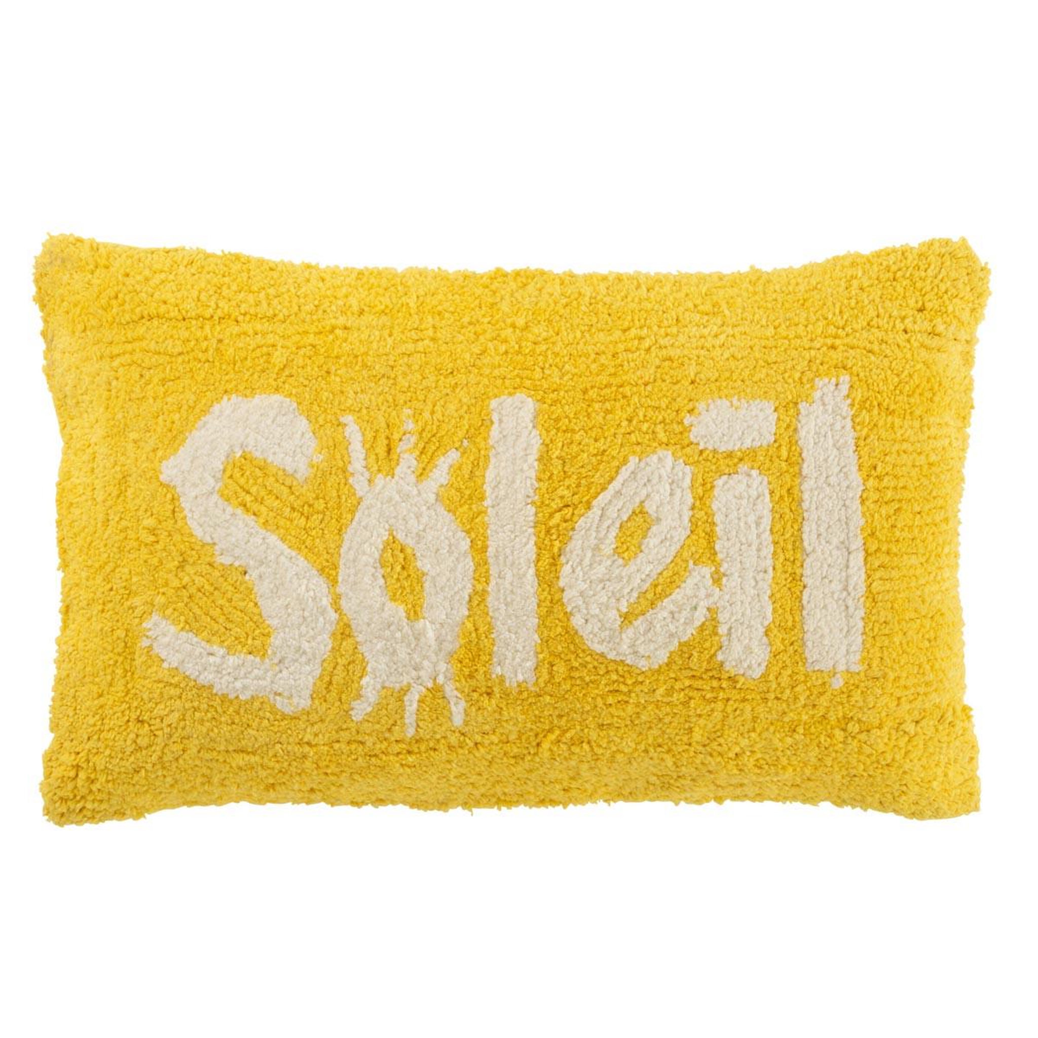 J-LINE Coussin déco tufté soleil  polly  30x50cm jaune