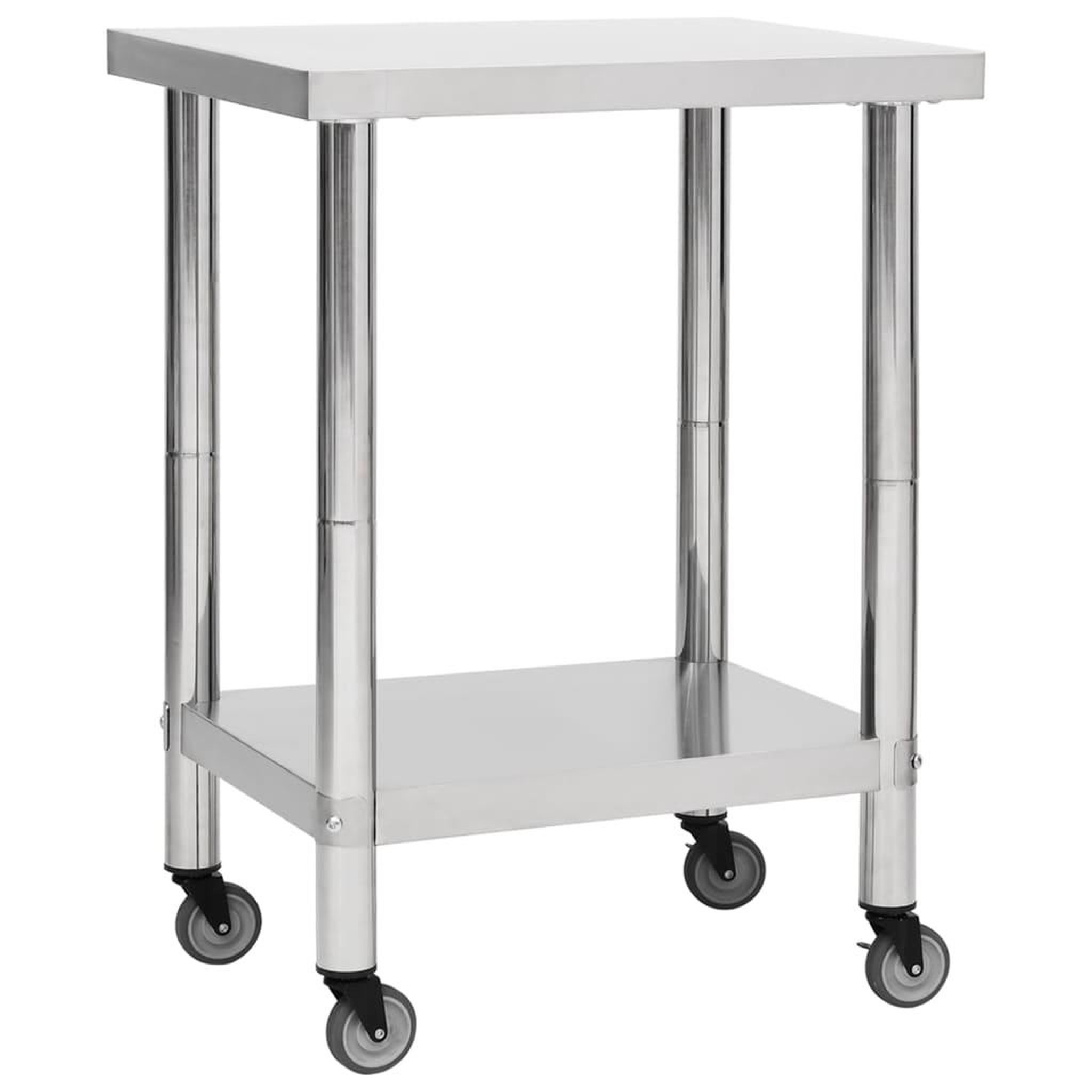 VIDAXL Table de travail de cuisine avec roues 80x45x85 cm Inox