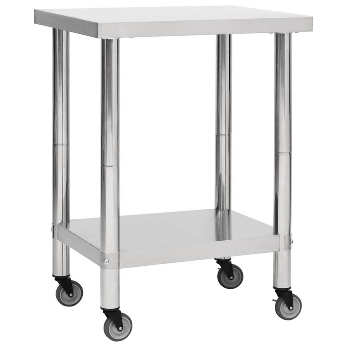 VIDAXL Table de travail de cuisine avec roues 80x45x85 cm Inox