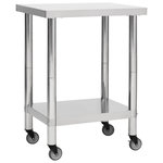 VIDAXL Table de travail de cuisine avec roues 80x45x85 cm Inox