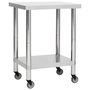 Voir la diapositive 1 : VIDAXL Table de travail de cuisine avec roues 80x45x85 cm Inox