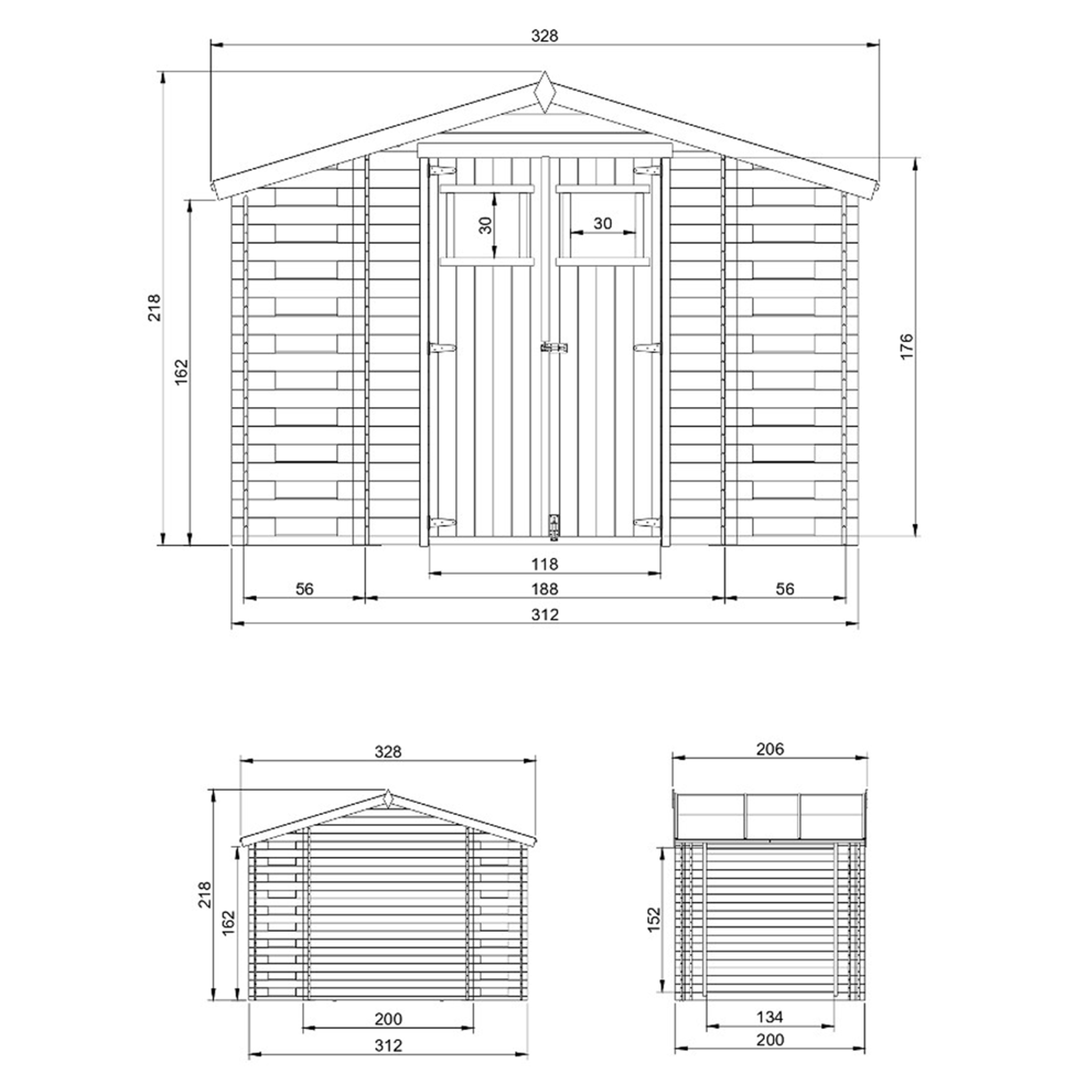 Voir la diapositive 6 : TIMBELA Abri de jardin en bois et range bûches extérieur - 3,53 + 0,97+0,97 m2 m391