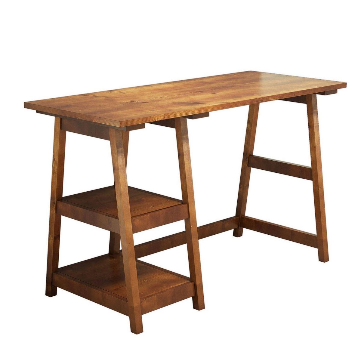 TOILINUX Bureau Perla design en bois de Pin - L. 120 x H. 75 cm - Marron noix