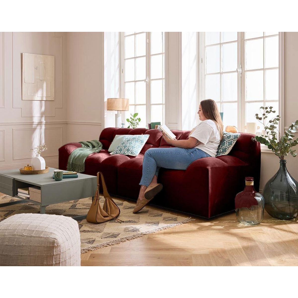 LISA DESIGN Napoli - canapé droit 4 places - en velours