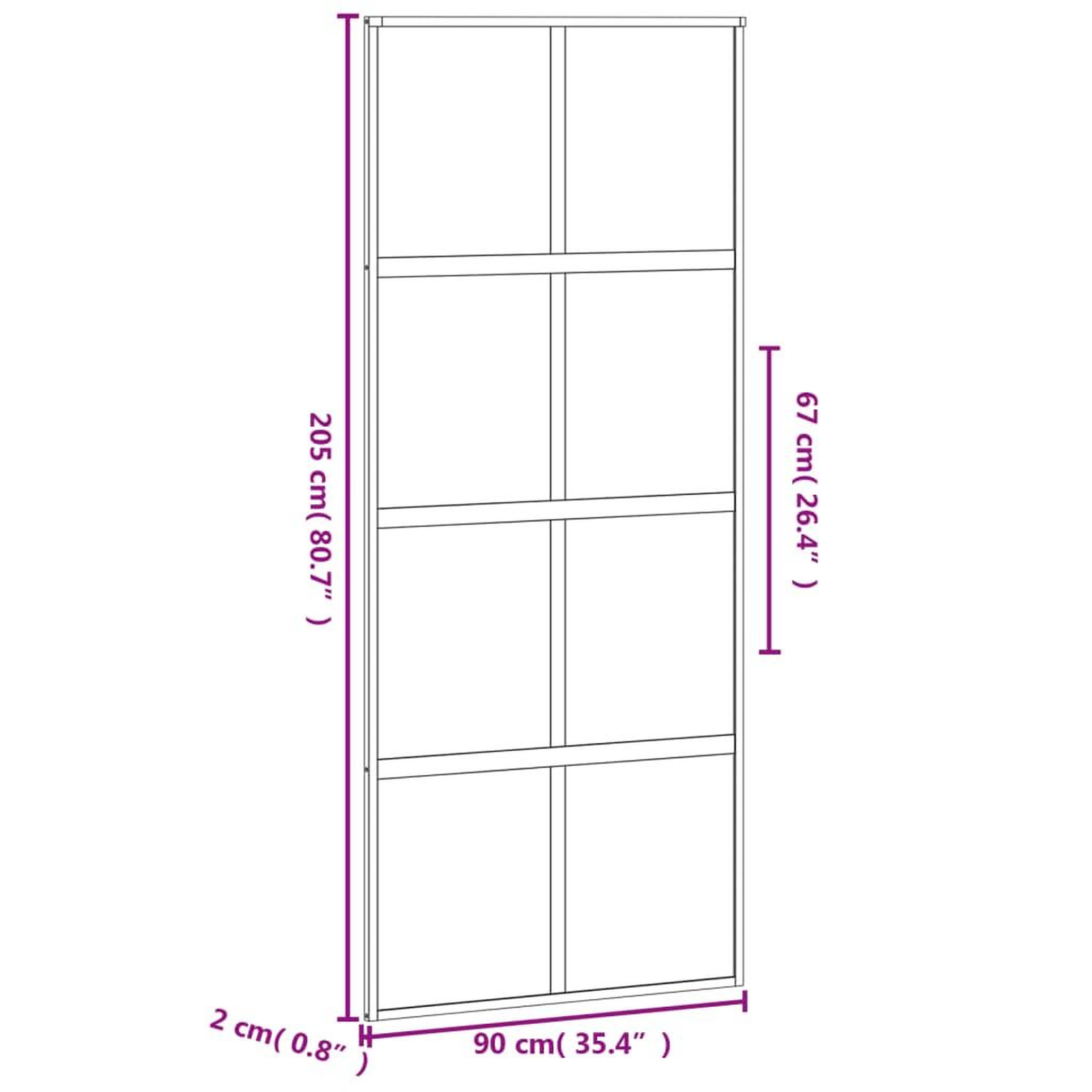 Voir la diapositive 6 : VIDAXL Porte coulissante noir 90x205 cm verre trempe aluminium