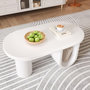 Voir la diapositive 5 : MERAX Table basse ovale blanc - 53,5x98,5 cm mdf