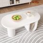 Voir la diapositive 5 : MERAX Table basse ovale blanc - 53,5x98,5 cm mdf