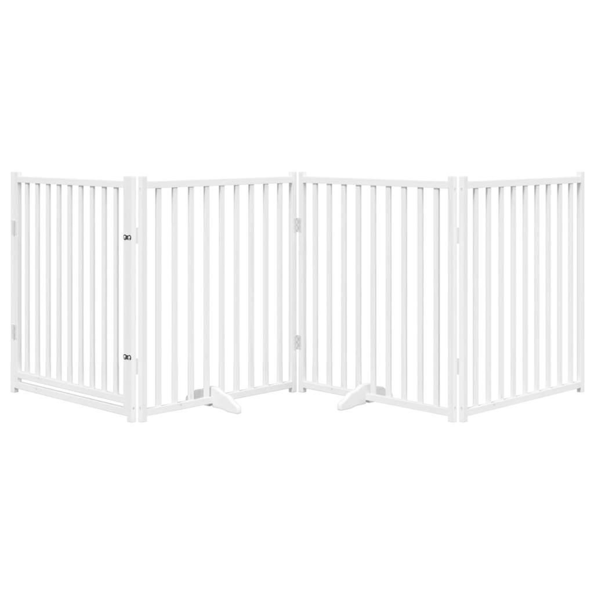 Voir la diapositive 3 : VIDAXL Barriere pour chiens avec porte 4 panneaux bois de sapin massif