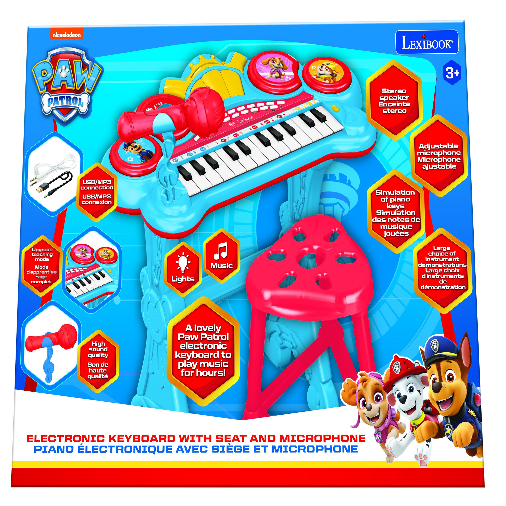 Voir la diapositive 5 : Lexibook Piano électronique Pat'Patrouille avec siège et micro