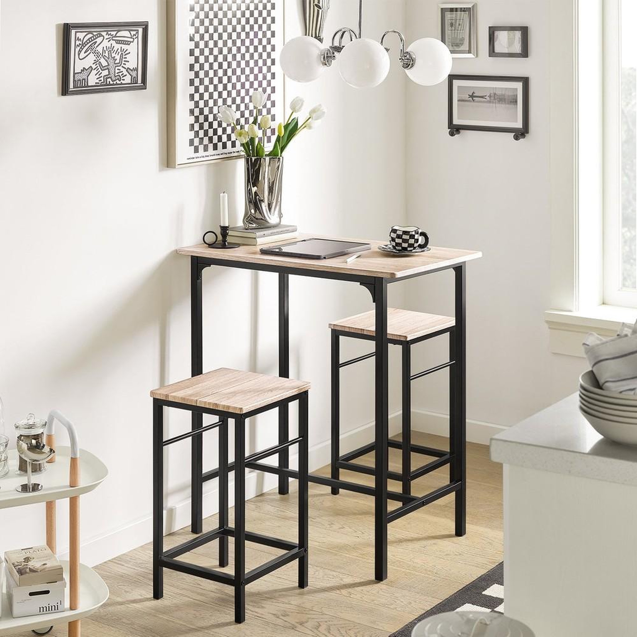 Voir la diapositive 2 : SOBUY SoBuy - Ensemble Table Et 2 Tabourets - Industriel - OGT10