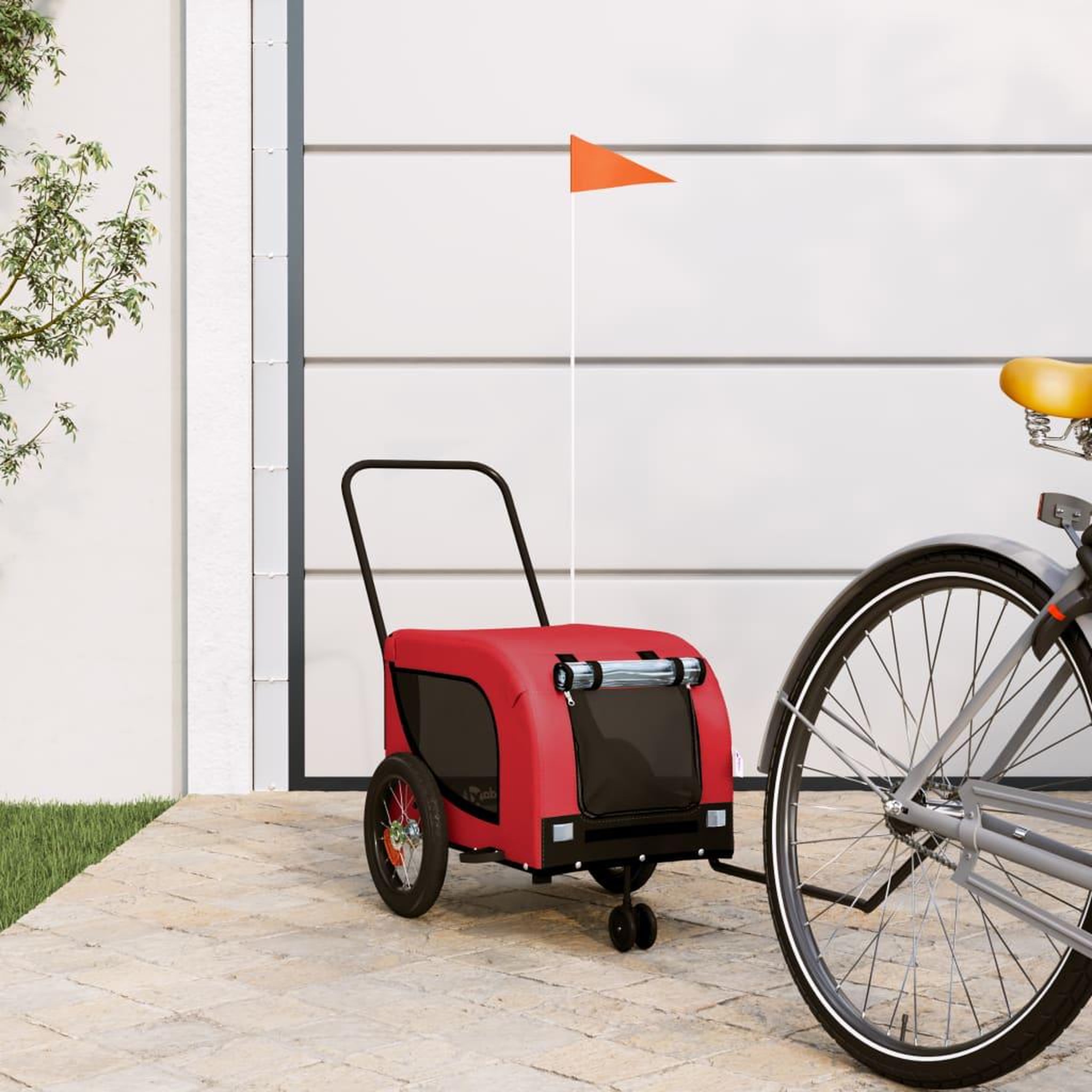 VIDAXL Remorque de velo pour animaux de compagnie rouge et noir