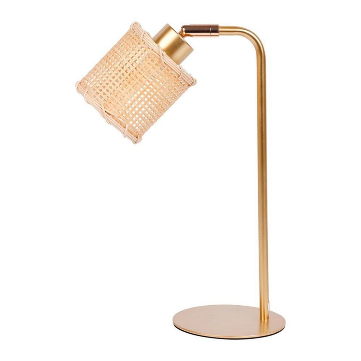 OSTARIA Lampe métal dorée avec abat-jour bambou