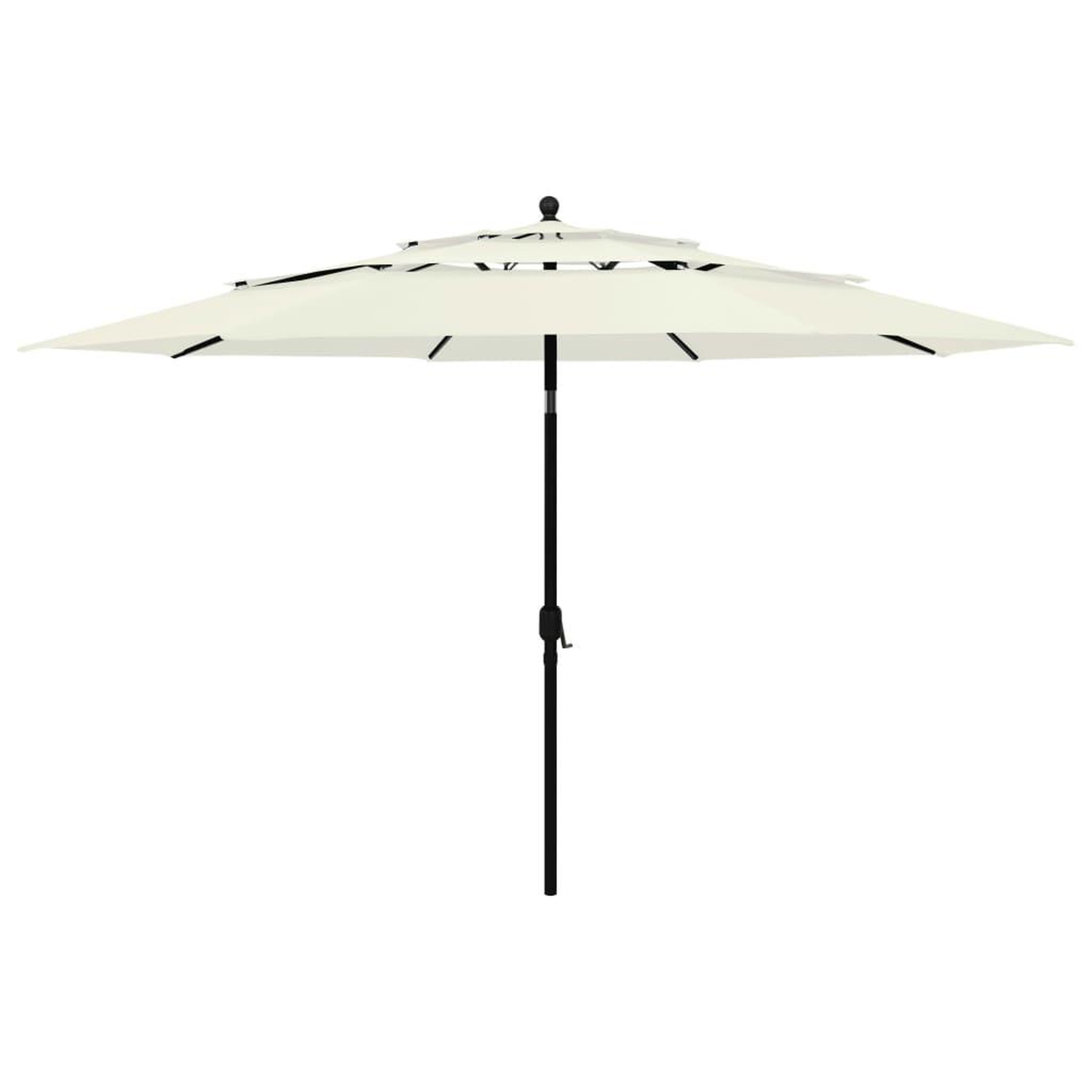 Voir la diapositive 1 : VIDAXL Parasol de jardin a 3 niveaux avec mat en aluminium sable 3,5 m