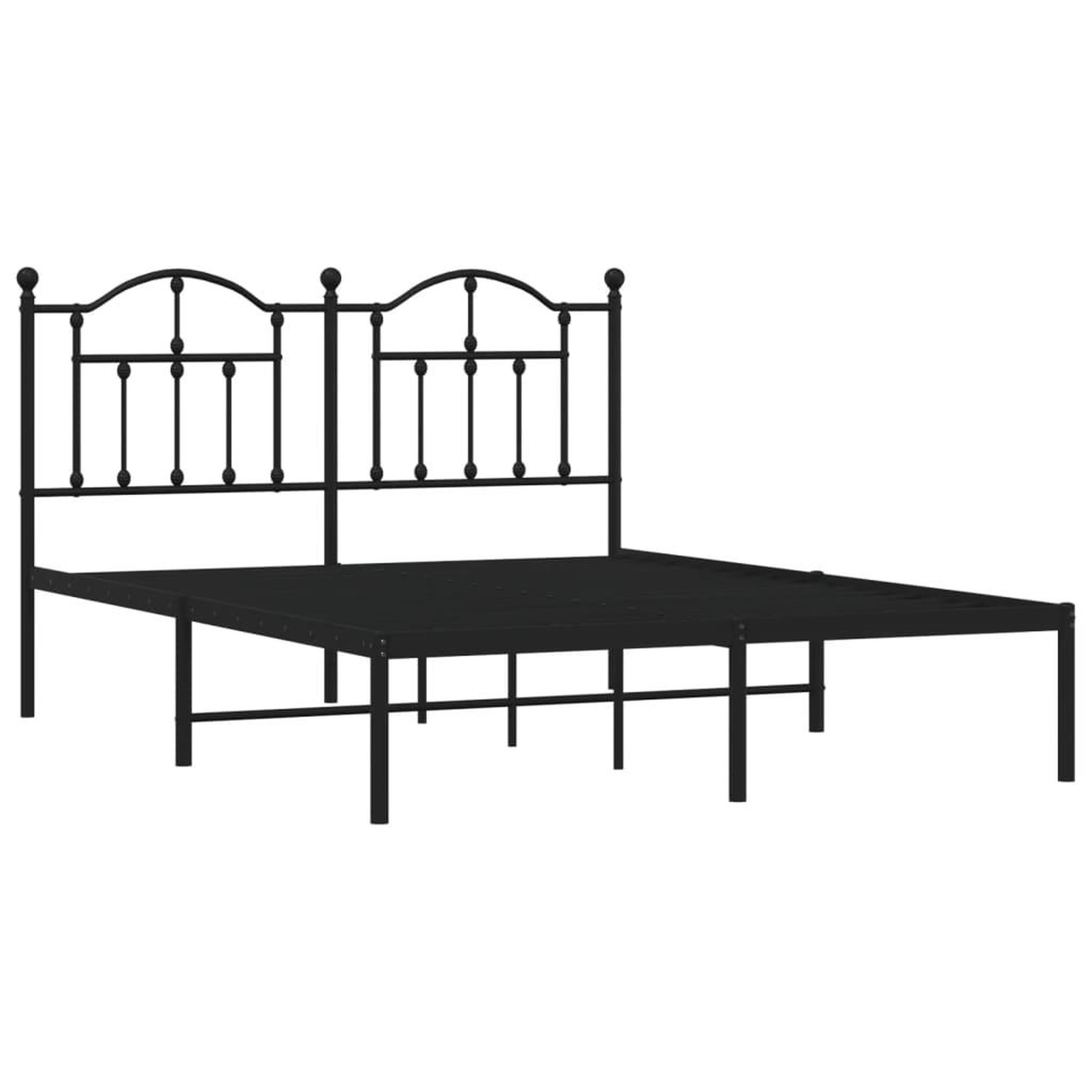 Voir la diapositive 3 : VIDAXL Cadre de lit metal sans matelas avec tete de lit noir 140x200cm