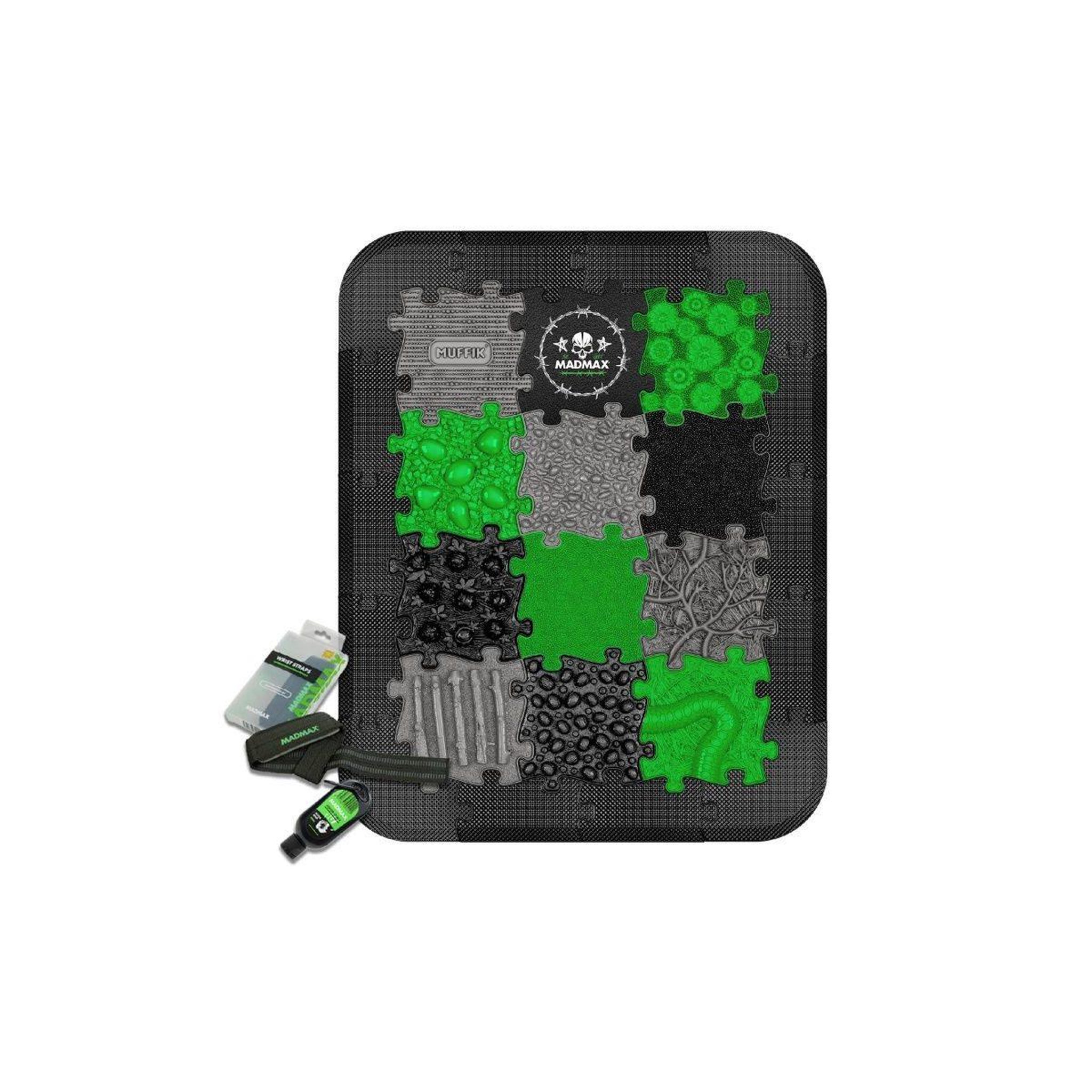 MUFFIK Tapis sensoriel  ensemble gym - 28 pièces, graphite, vert, noir