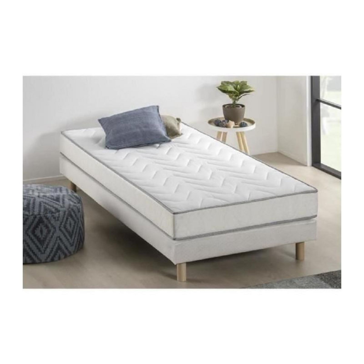 FINLANDEK Ensemble matelas mousse memoire de forme + sommier 90 x 190 - Confort ferme - Epaisseur 16 cm - Hypoallergenique - FINLANDEK Une