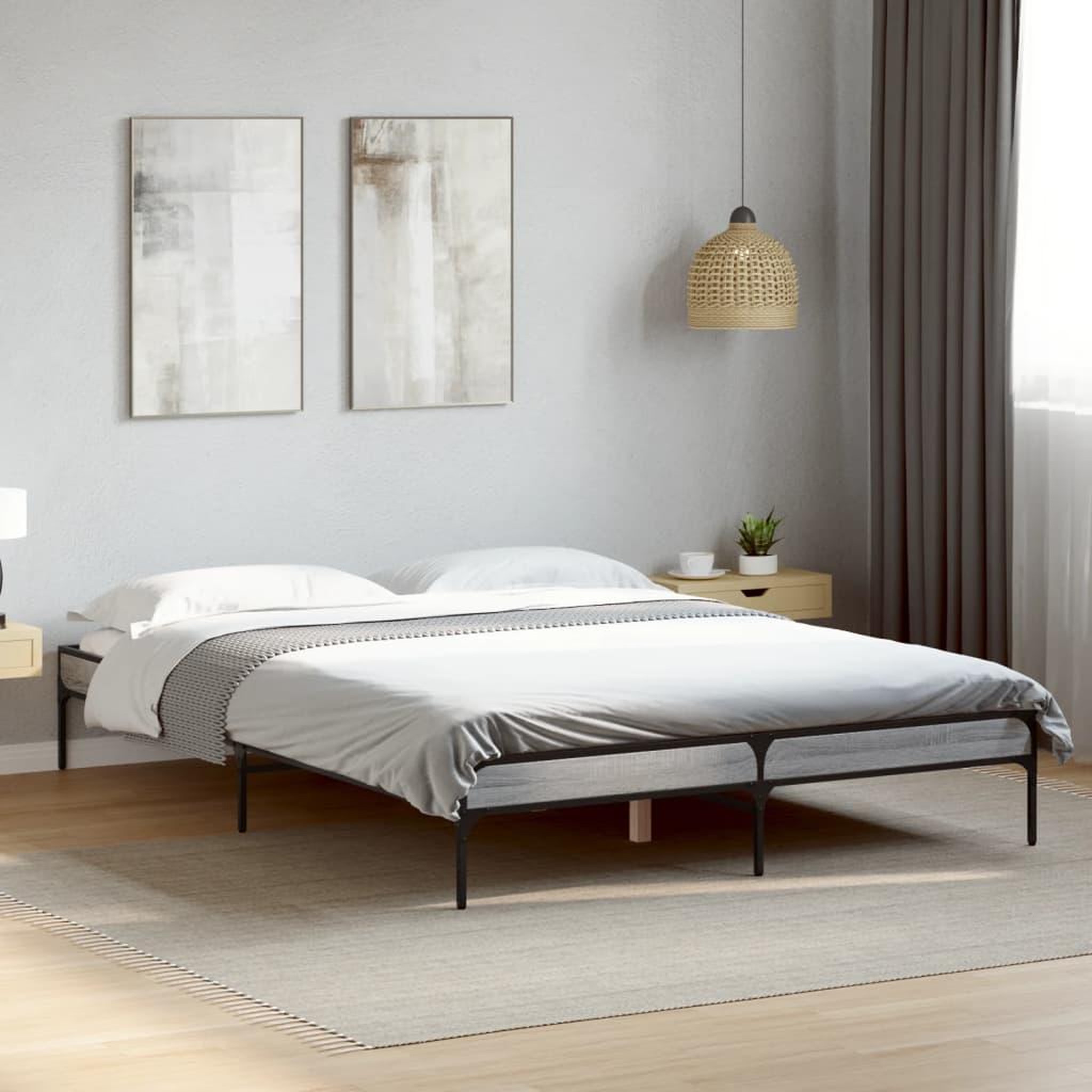 VIDAXL Cadre de lit sans matelas sonoma gris 140x190 cm