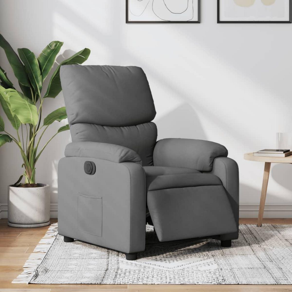 VIDAXL Fauteuil inclinable electrique Gris fonce Tissu