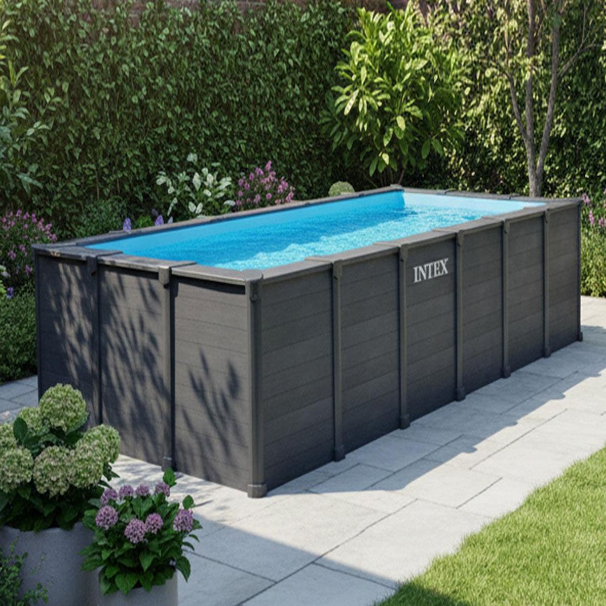 INTEX Piscine tubulaire Graphite rectangulaire 6,00 x 3,00 x 1,24 m - Intex