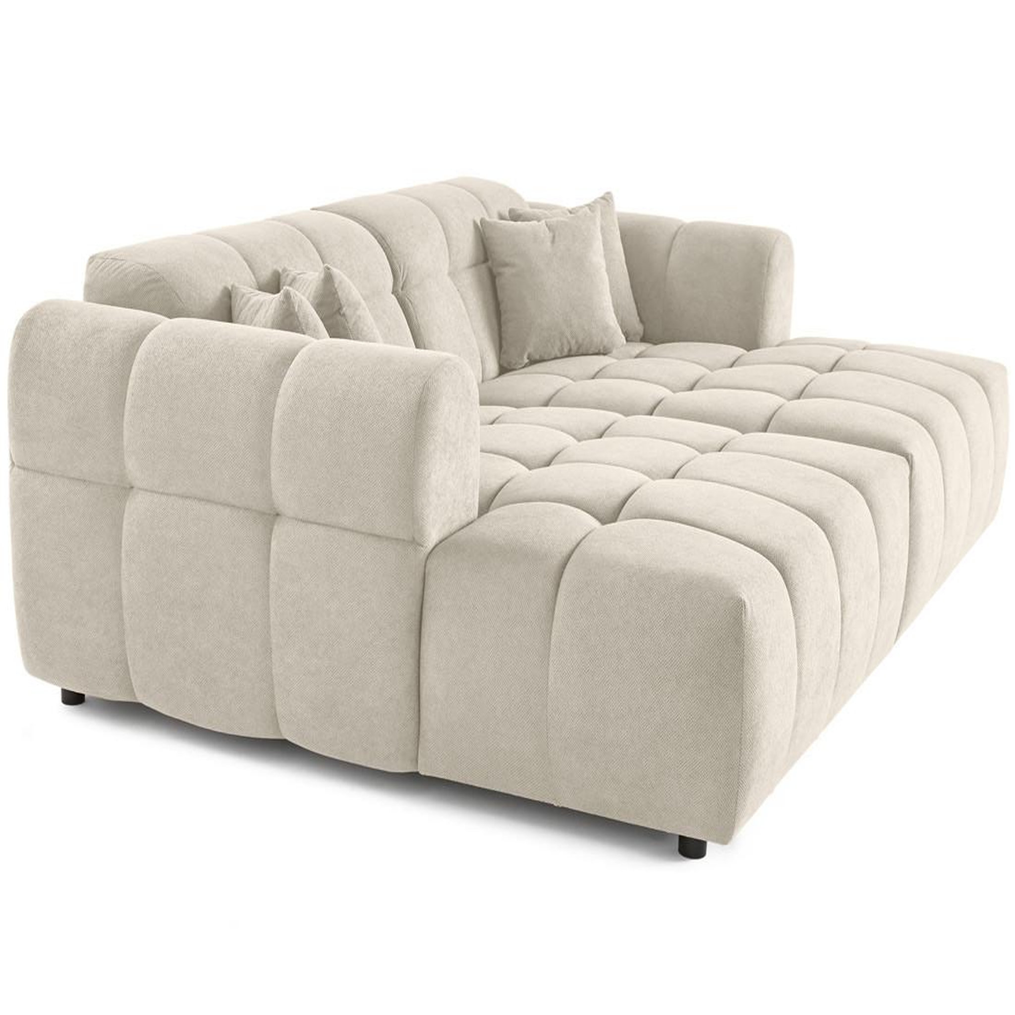 Voir la diapositive 2 : BEST MOBILIER Ray - canapé droit 4 places avec double méridienne - assise profonde - en tissu texturé