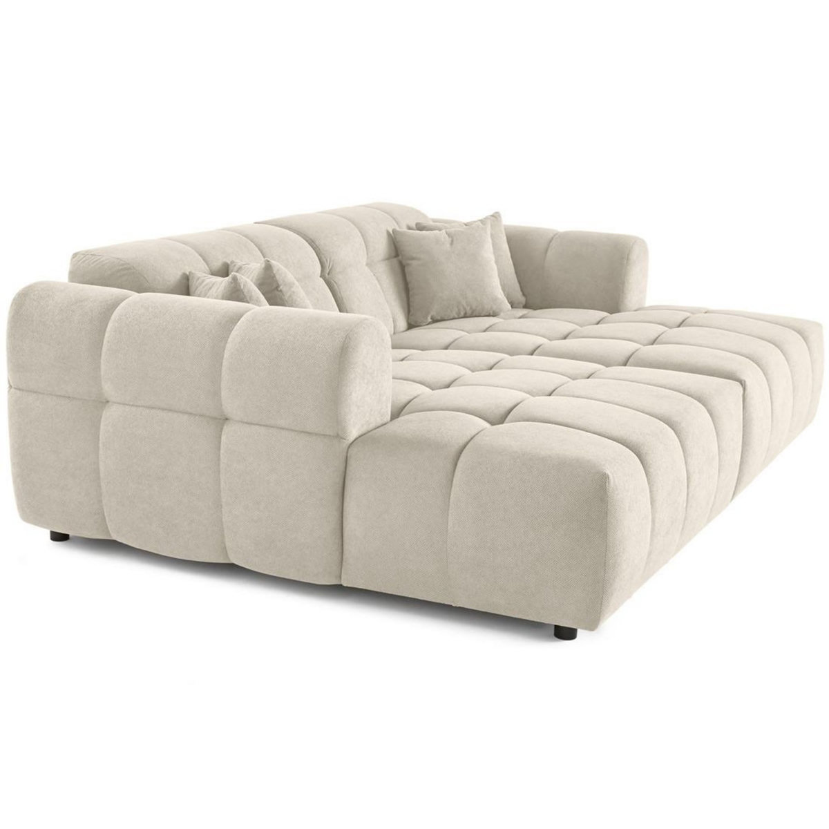 LISA DESIGN Ray - canapé droit 4 places avec double méridienne - assise profonde - en tissu texturé