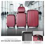 Voir la diapositive 3 : tectake Set de valises trolley rigides 4 pièces, 3 trolleys et une trousse de beauté en plastique ABS robuste rouge bordeaux