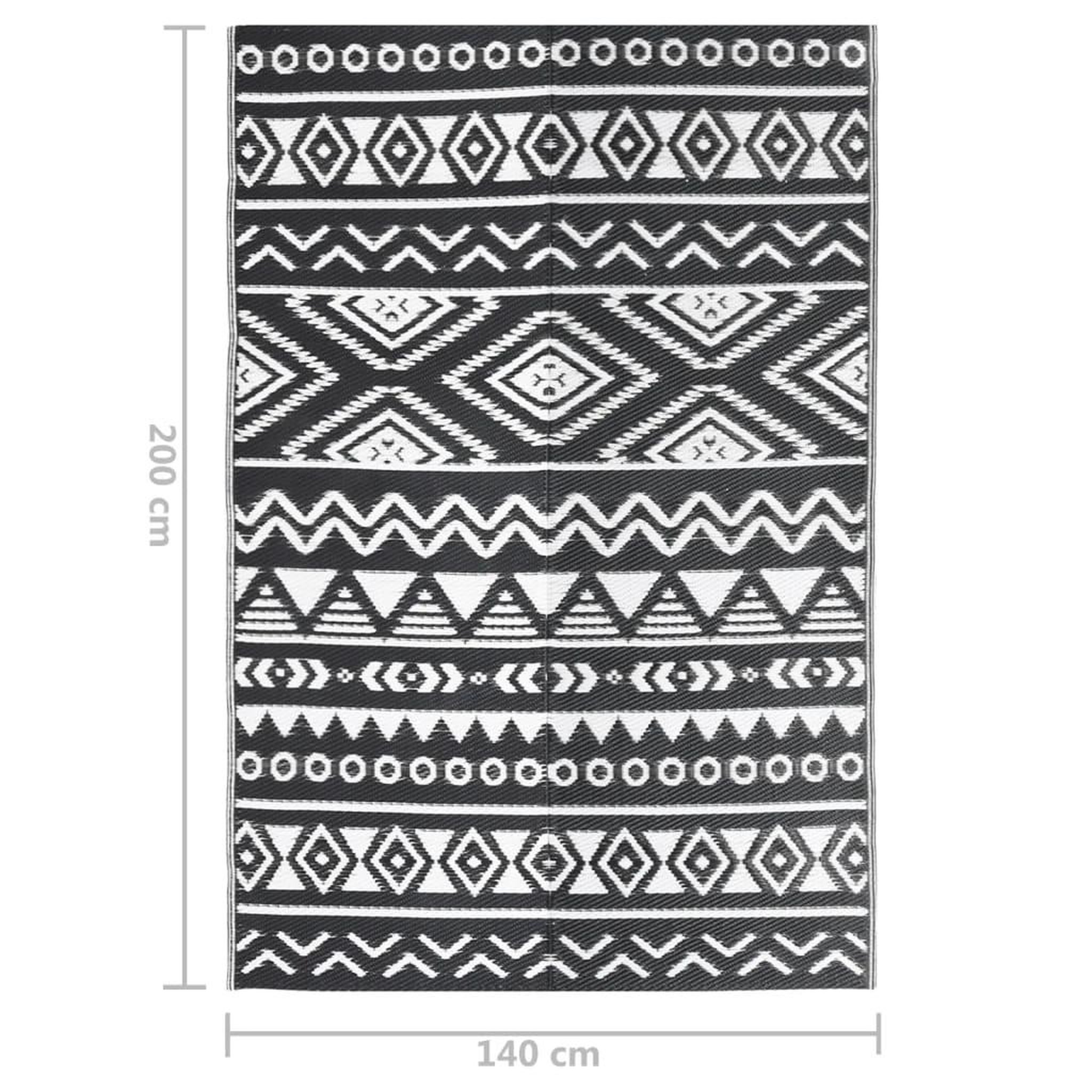 Voir la diapositive 6 : VIDAXL Tapis d'exterieur ARAKIL Noir 140x200 cm PP