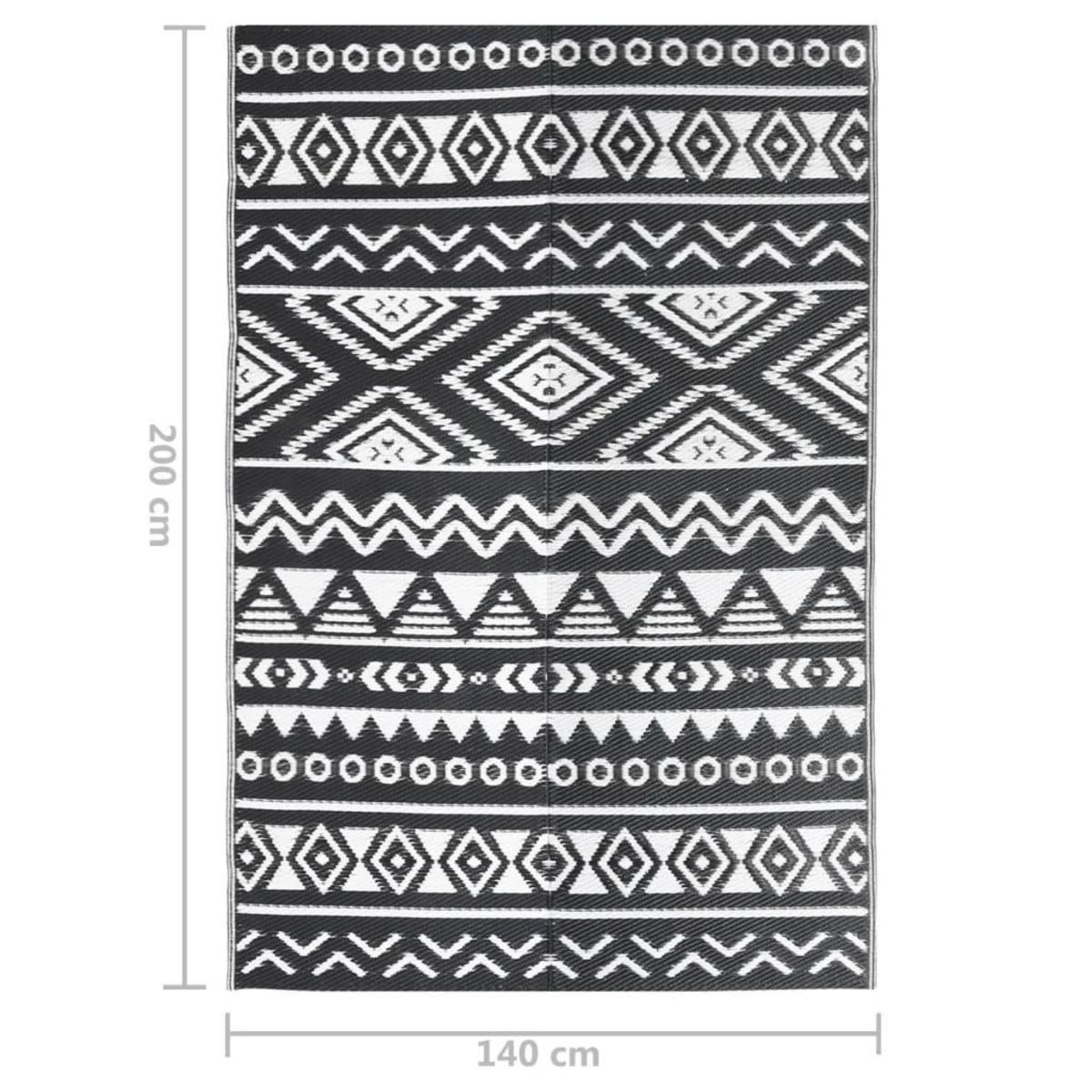 VIDAXL Tapis d'exterieur ARAKIL Noir 140x200 cm PP