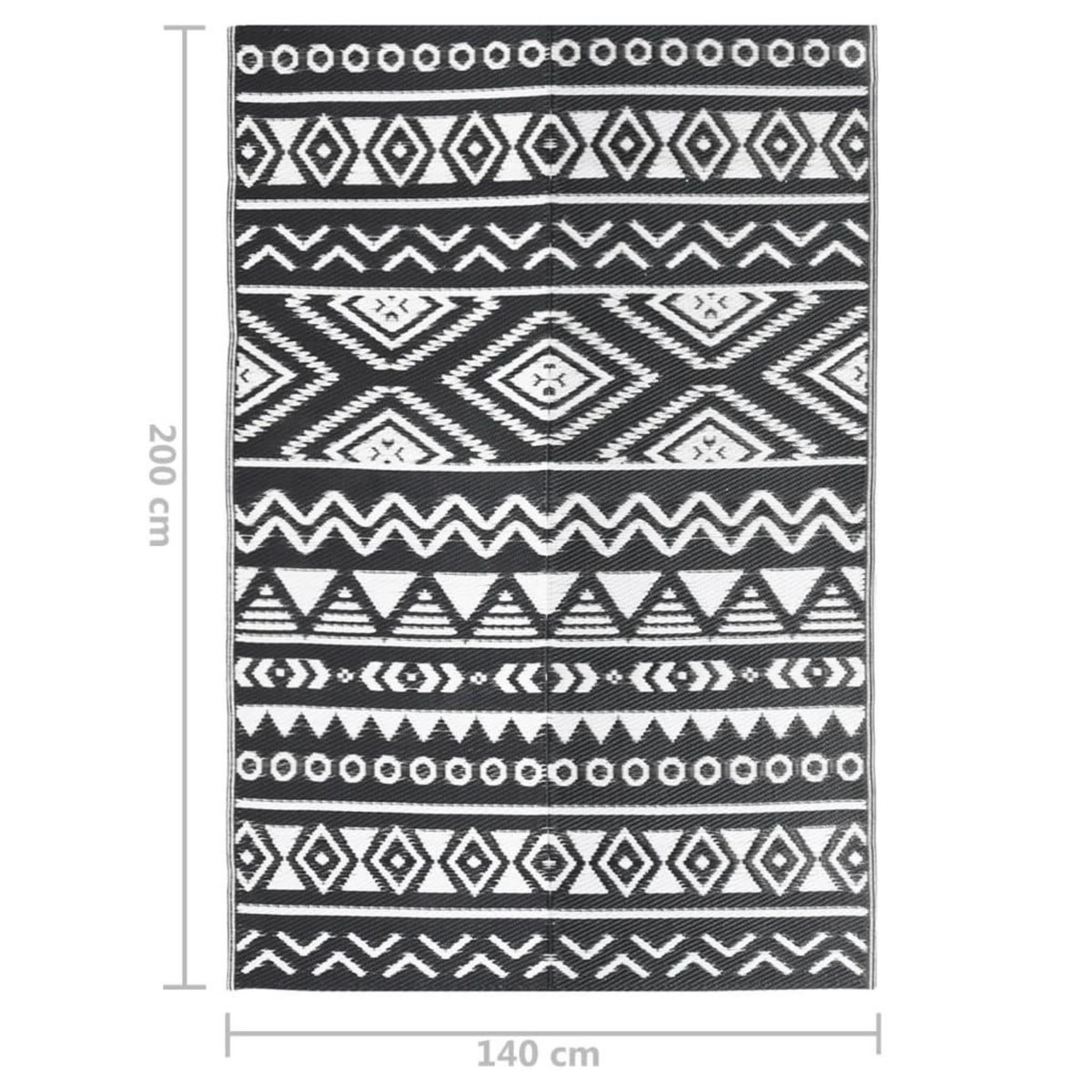 VIDAXL Tapis d'exterieur ARAKIL Noir 140x200 cm PP