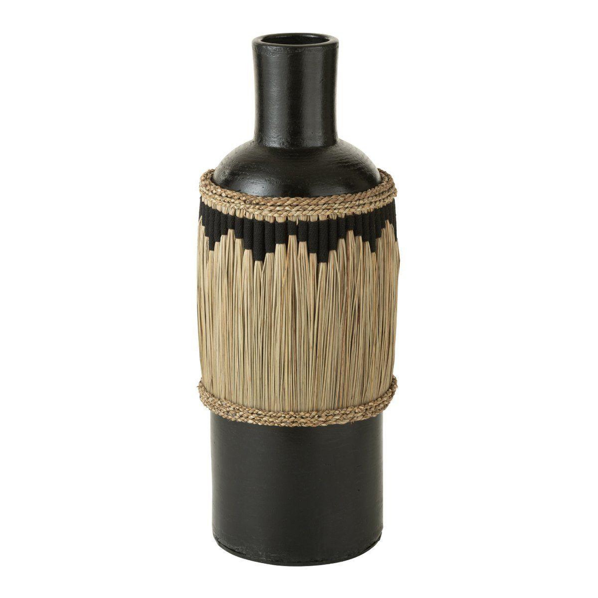 J-LINE Vase bouteille déco  herbes  75cm noir