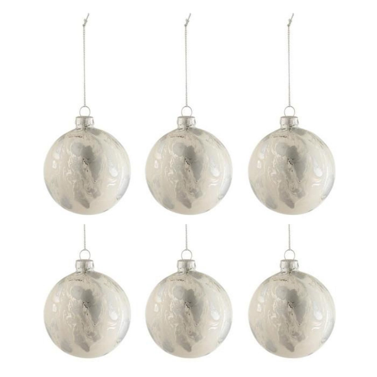Paris Prix Lot de 6 Boules de Noël  Marbre  8cm Blanc