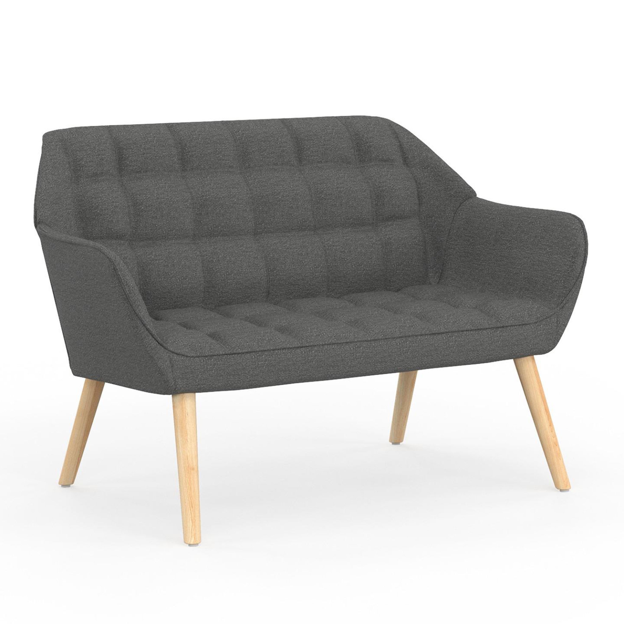 ID MARKET Canapé droit scandinave 2 places castille en tissu matelassé gris anthracite