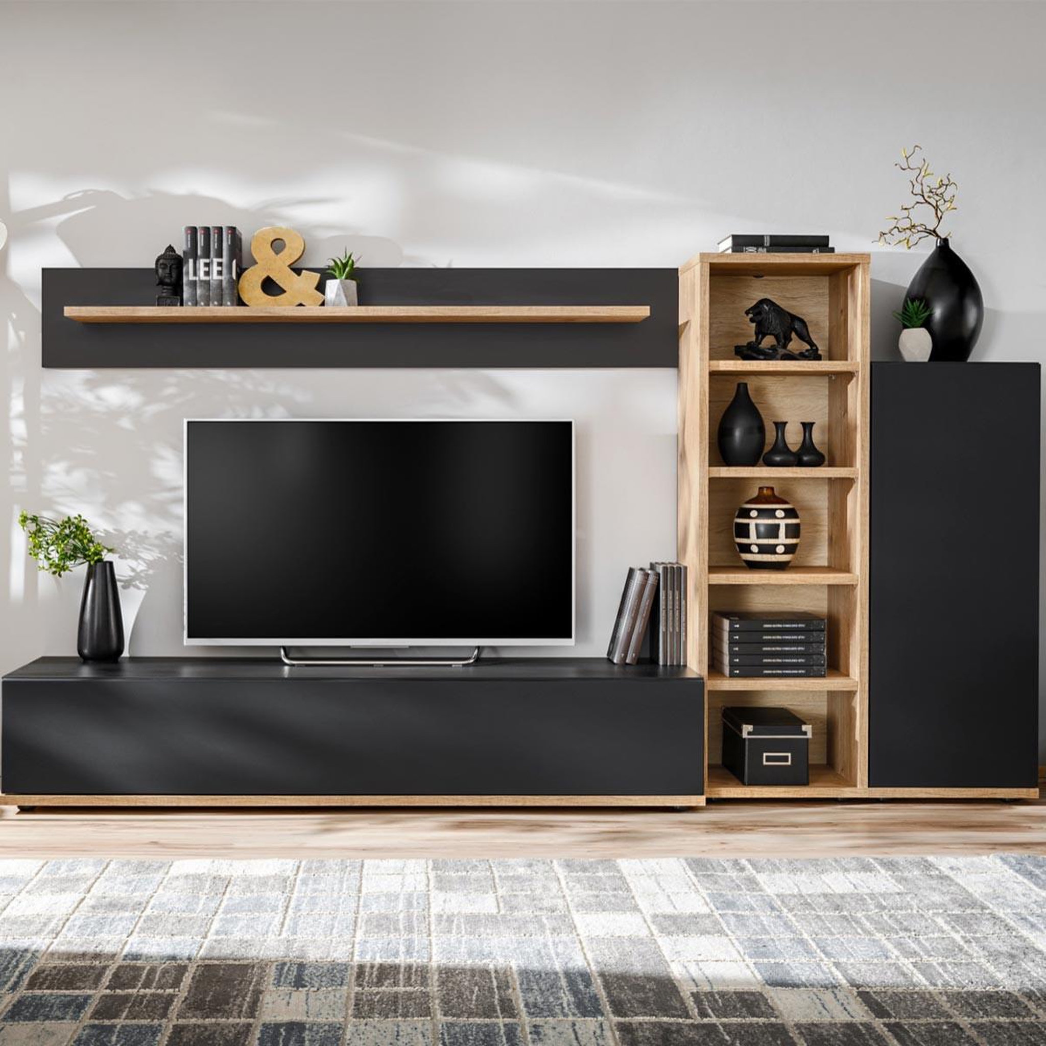 Paris Prix Ensemble meuble tv design  skill  240cm noir & naturel