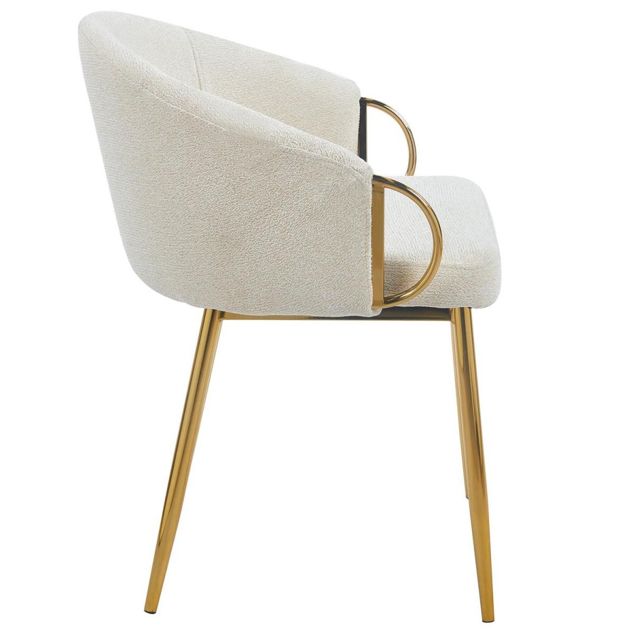 Voir la diapositive 3 : Paris Prix Lot de 4 chaises en tissu bouclette  julia  74cm beige & or