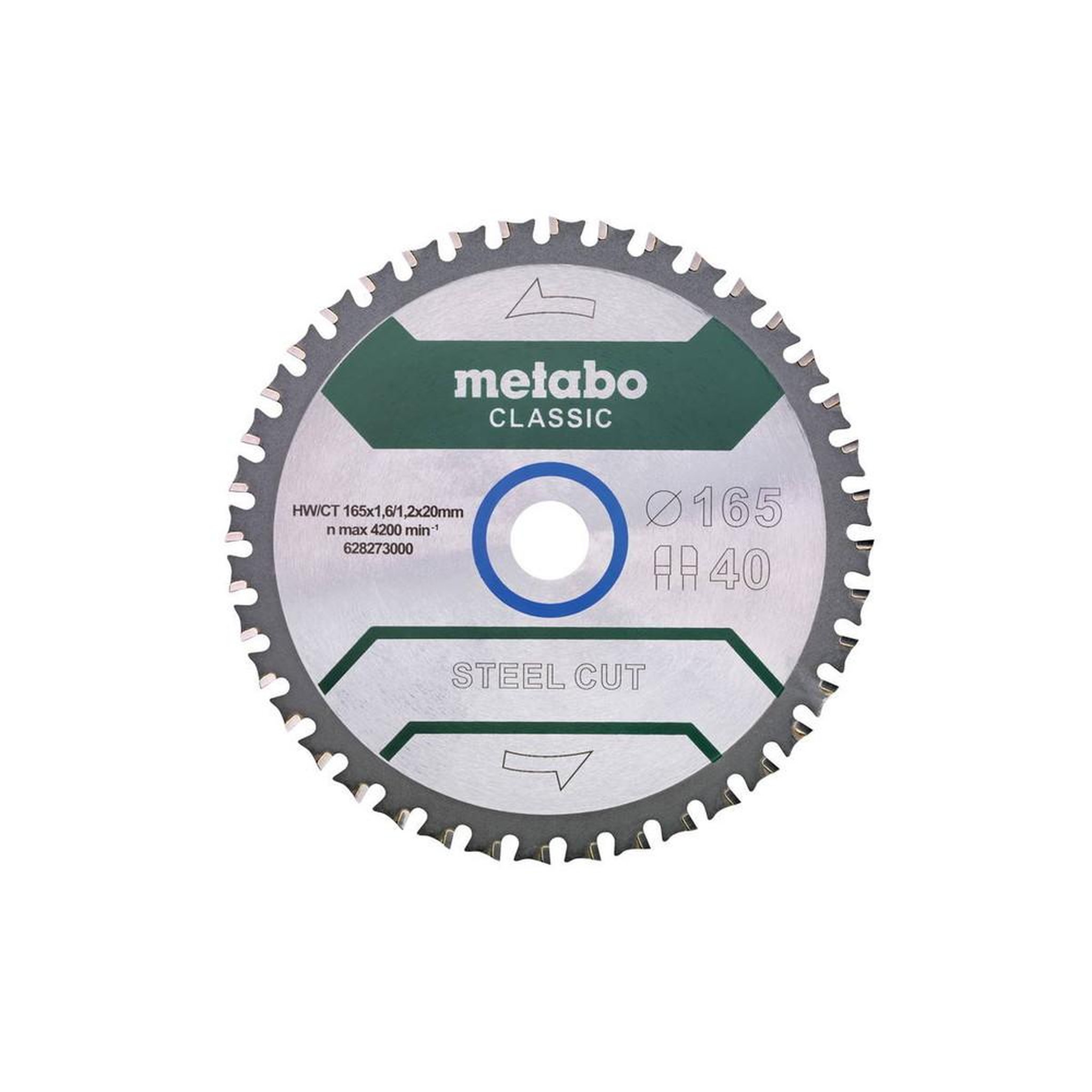 METABO SAS Lame de scie circ. Classic  Steel Cut  HW/CT 165x20, 40 FZFA/FZFA 4°