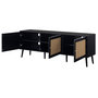 Voir la diapositive 6 : BEST MOBILIER Goto - meuble tv - noir et cannage - 3 portes - 167 cm