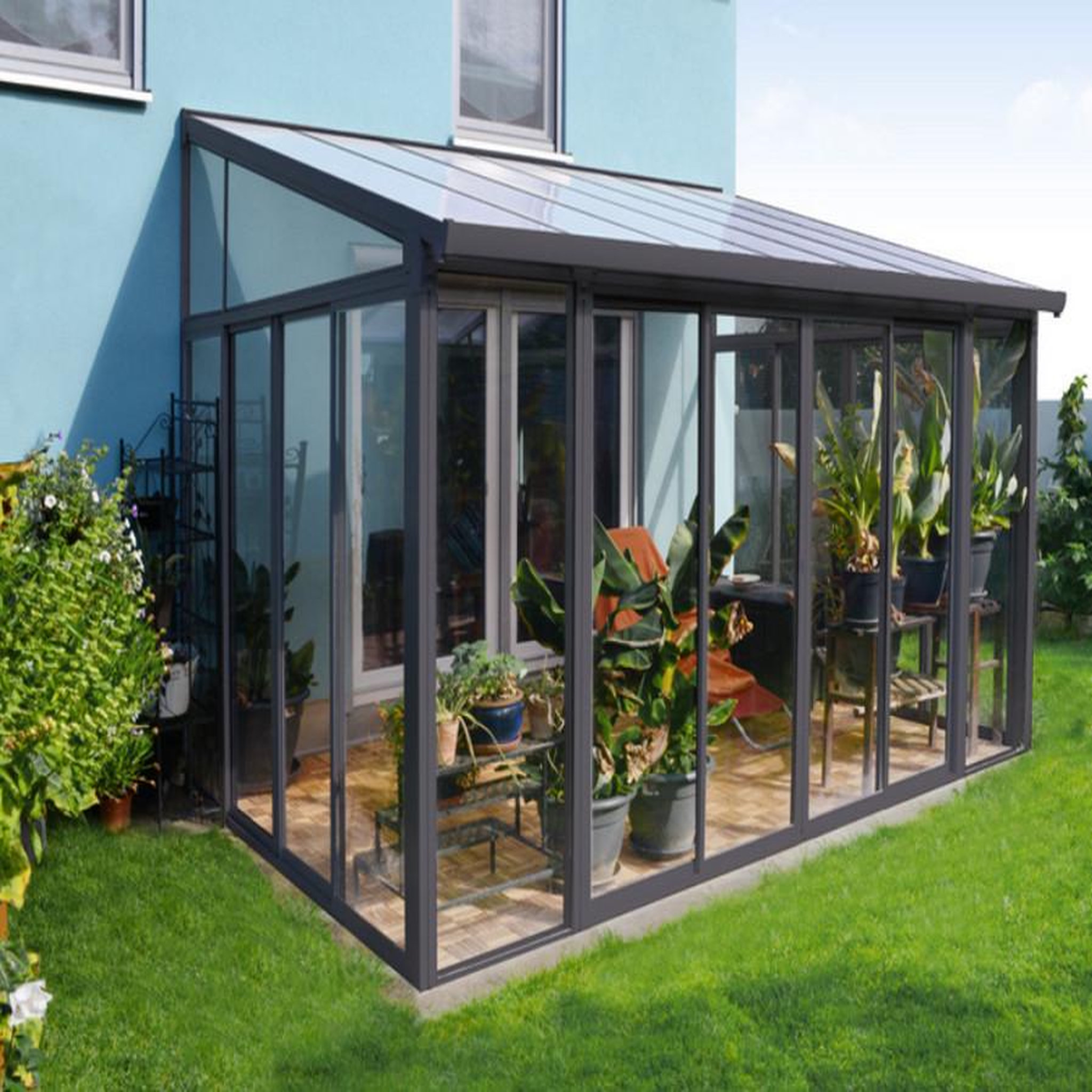 Palram Pergola fermée 11.8m² gris anthracite - 703708