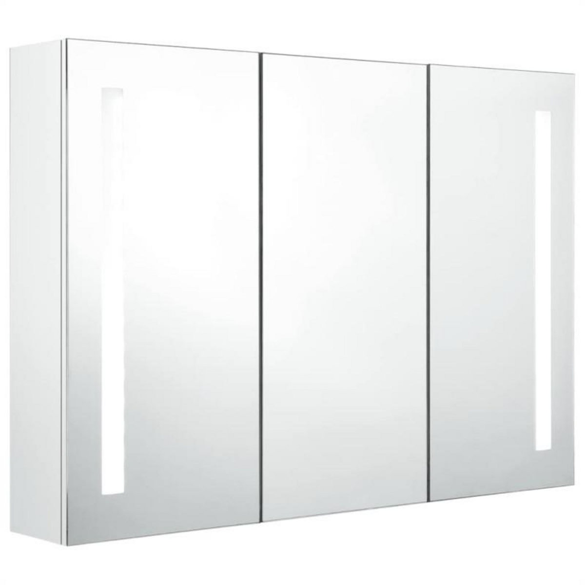 VIDAXL Armoire de salle de bain à miroir LED 89x14x62cm Blanc brillant