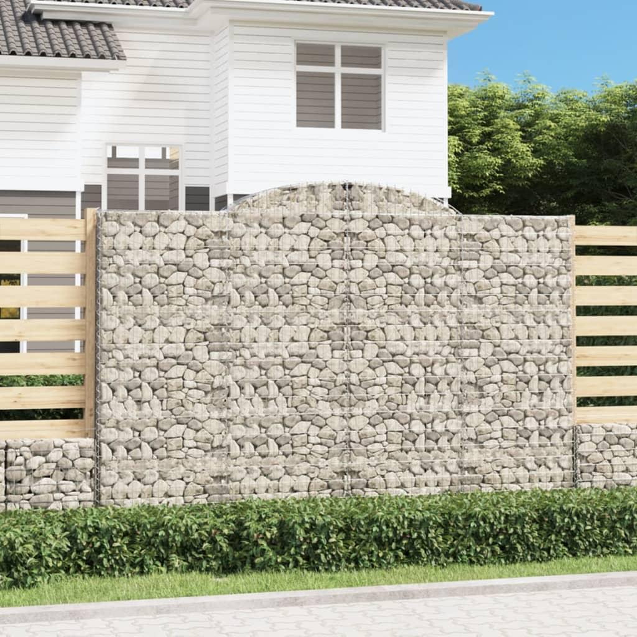 VIDAXL Paniers a gabions arques 3 pcs 300x50x200/220 cm fer galvanise