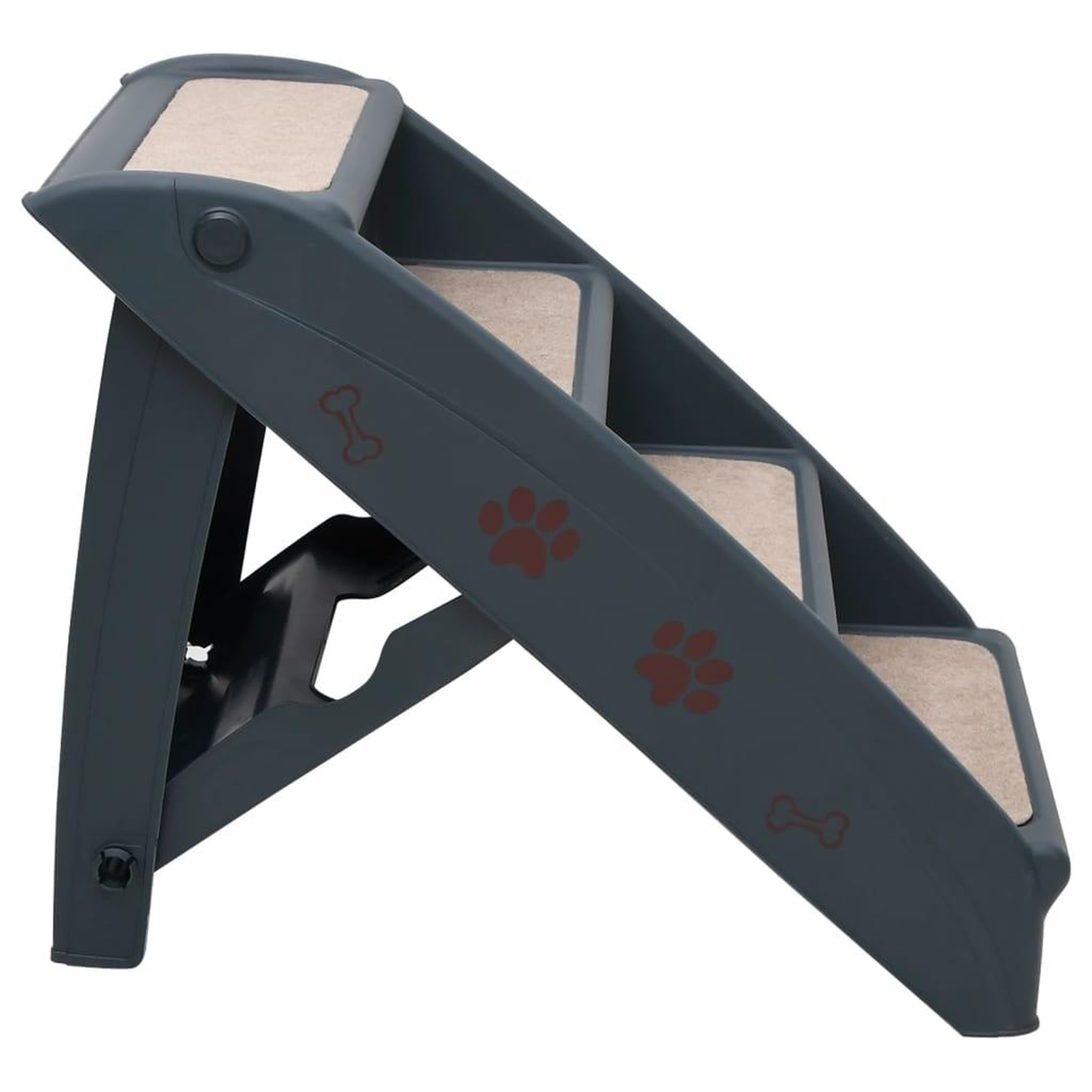 Voir la diapositive 4 : VIDAXL Escalier pliable a 4 marches pour chiens Gris fonce