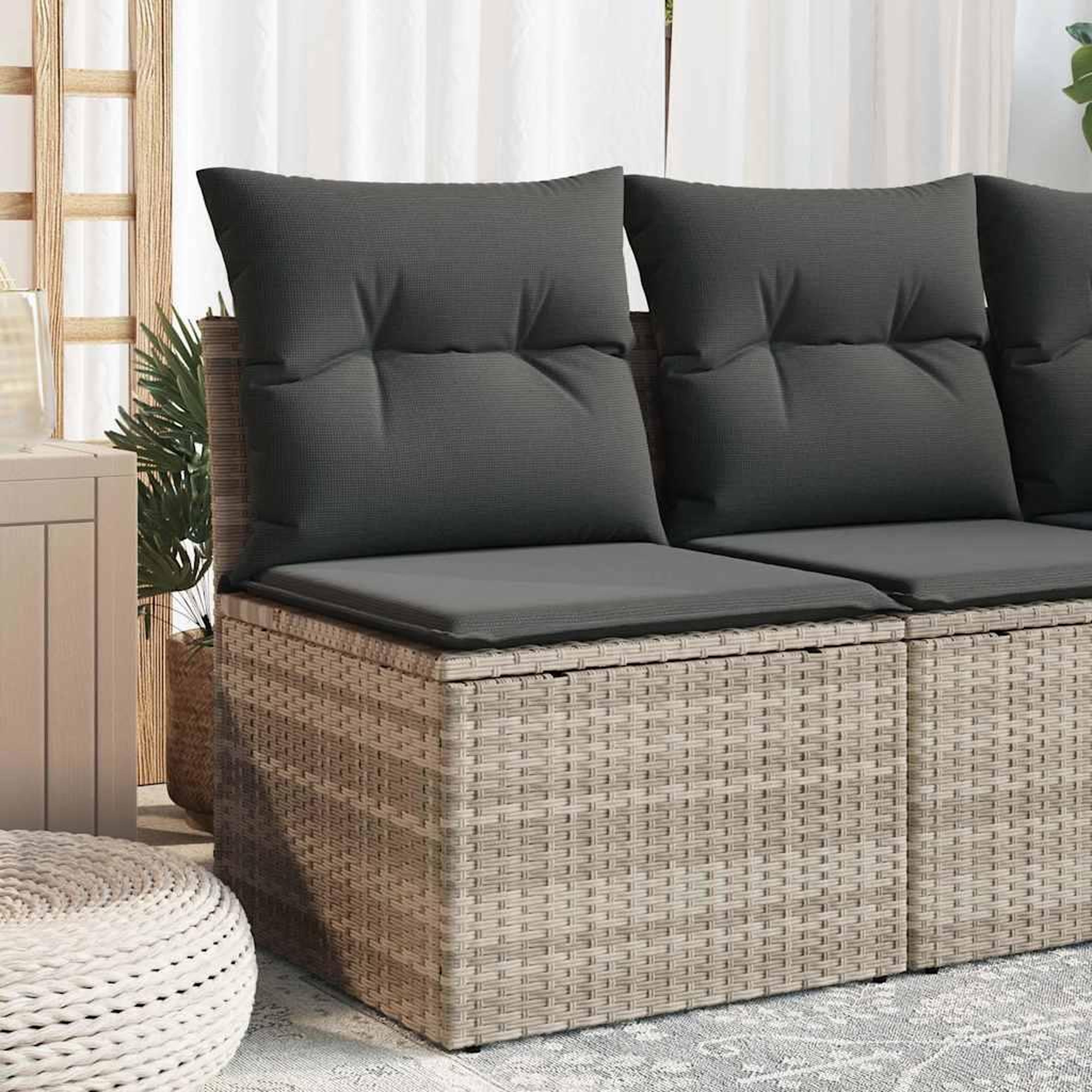 VIDAXL Chaise de jardin sans accoudoirs avec coussins gris clair rotin
