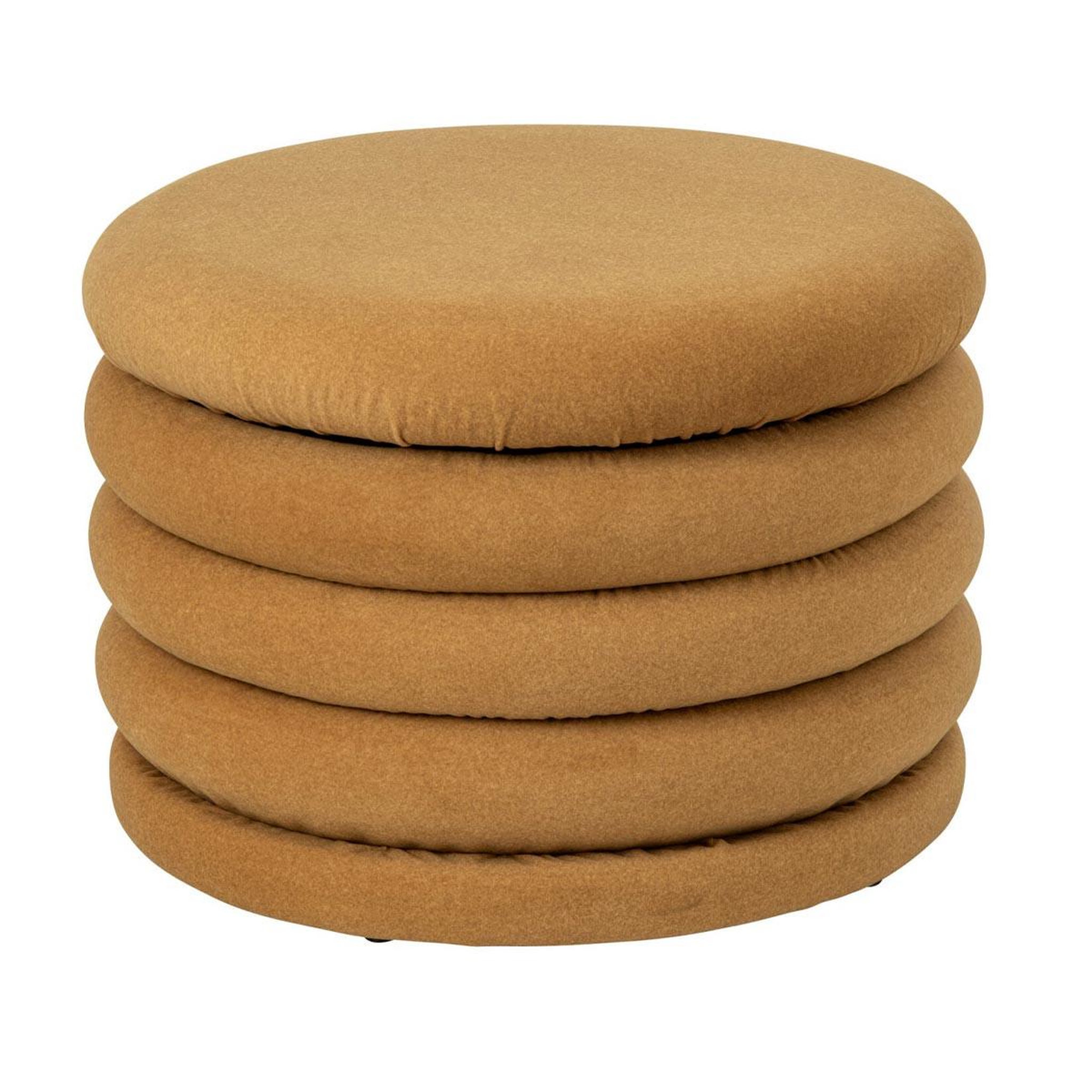 J-LINE Pouf coffre côtelé  mich  59cm ocre