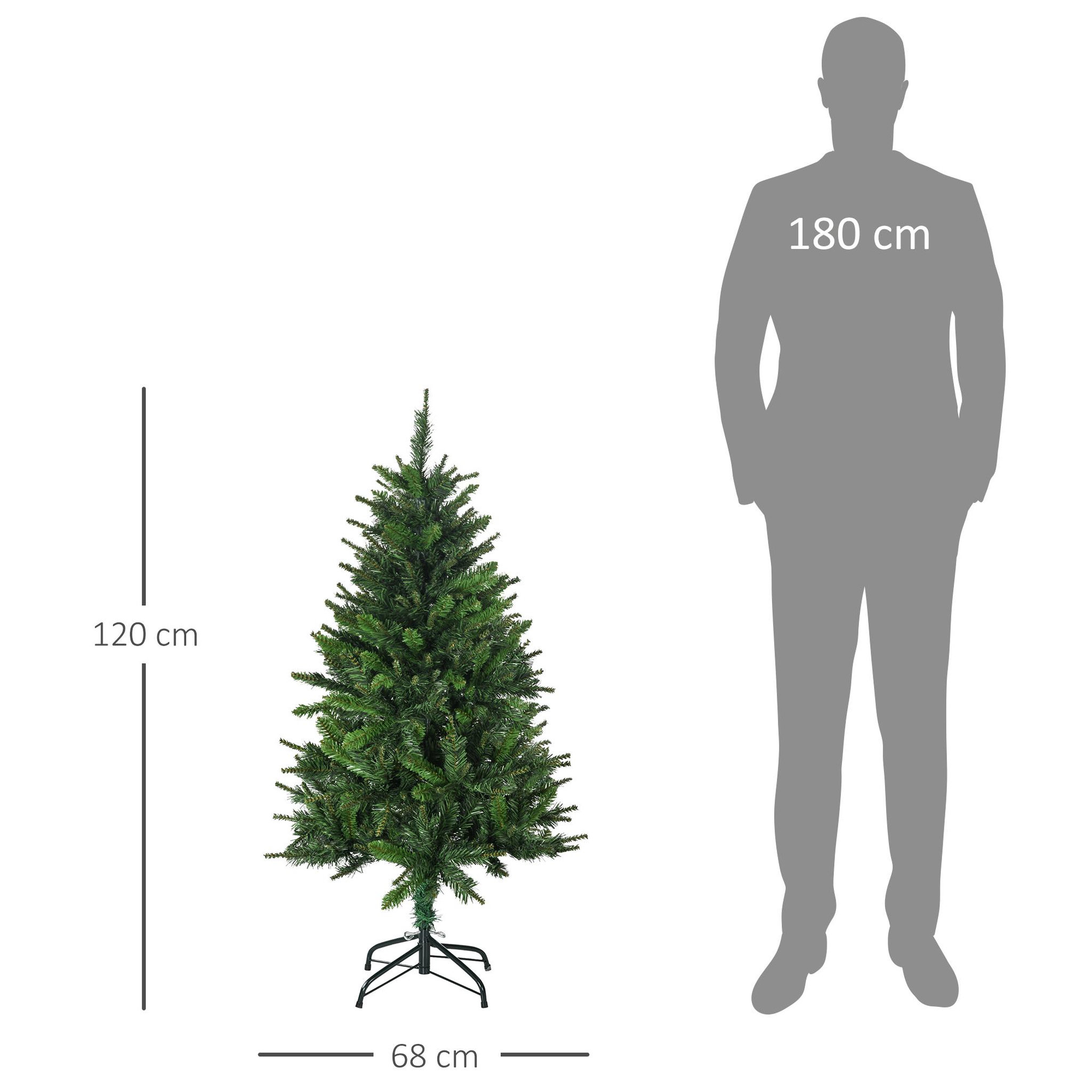 Voir la diapositive 3 : HOMCOM Sapin de noël artificiel avec 310 branches, support en acier, arbre de noël artificiel avec socle pliable en acier, hauteur 120 cm, vert