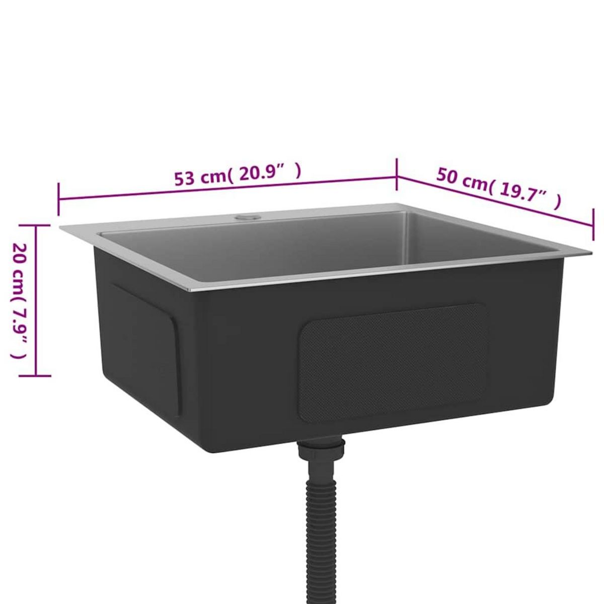VIDAXL Evier de cuisine fait main Acier inoxydable