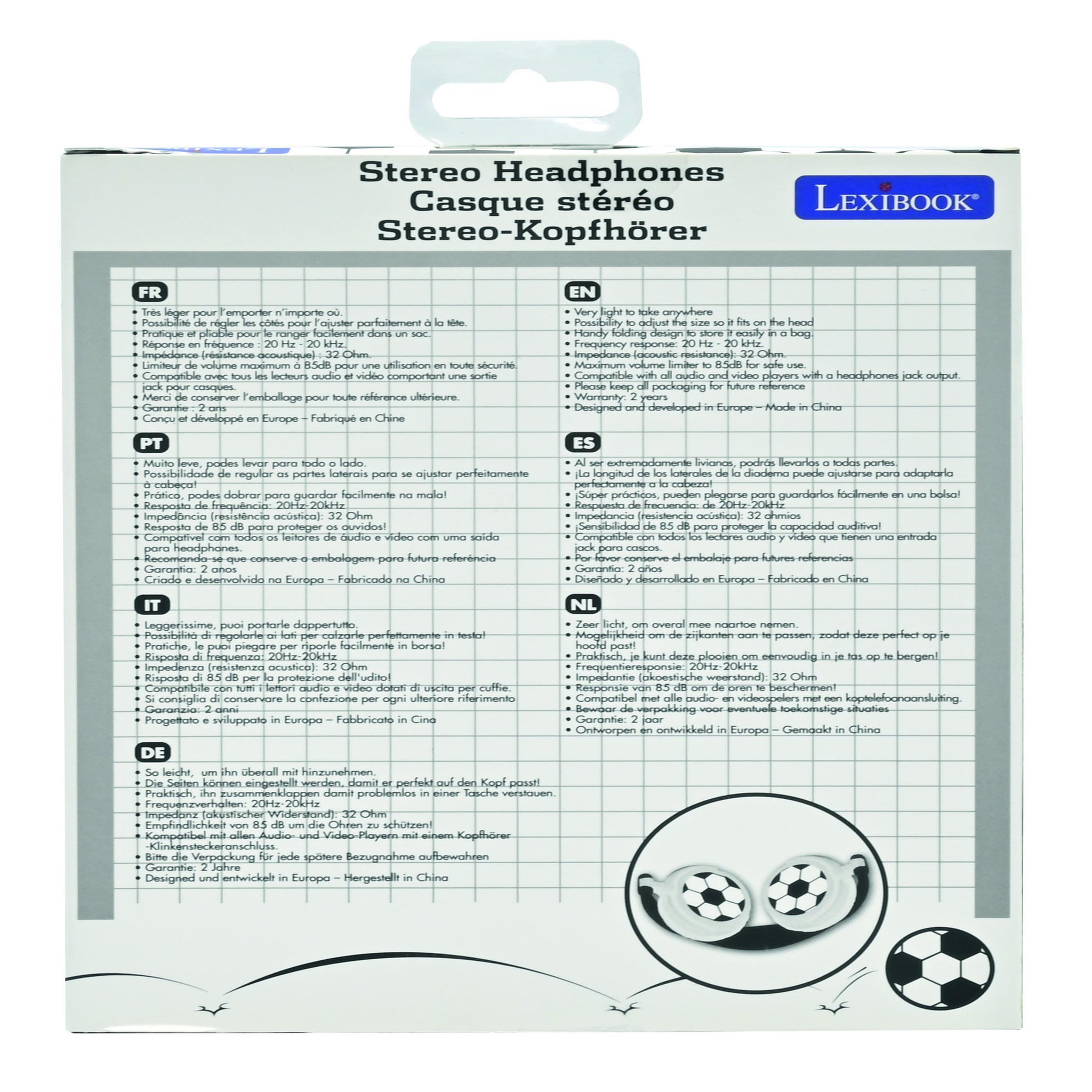 Voir la diapositive 6 : Lexibook Casque stéréo filaire pliable Football avec limitation de volume d'écoute