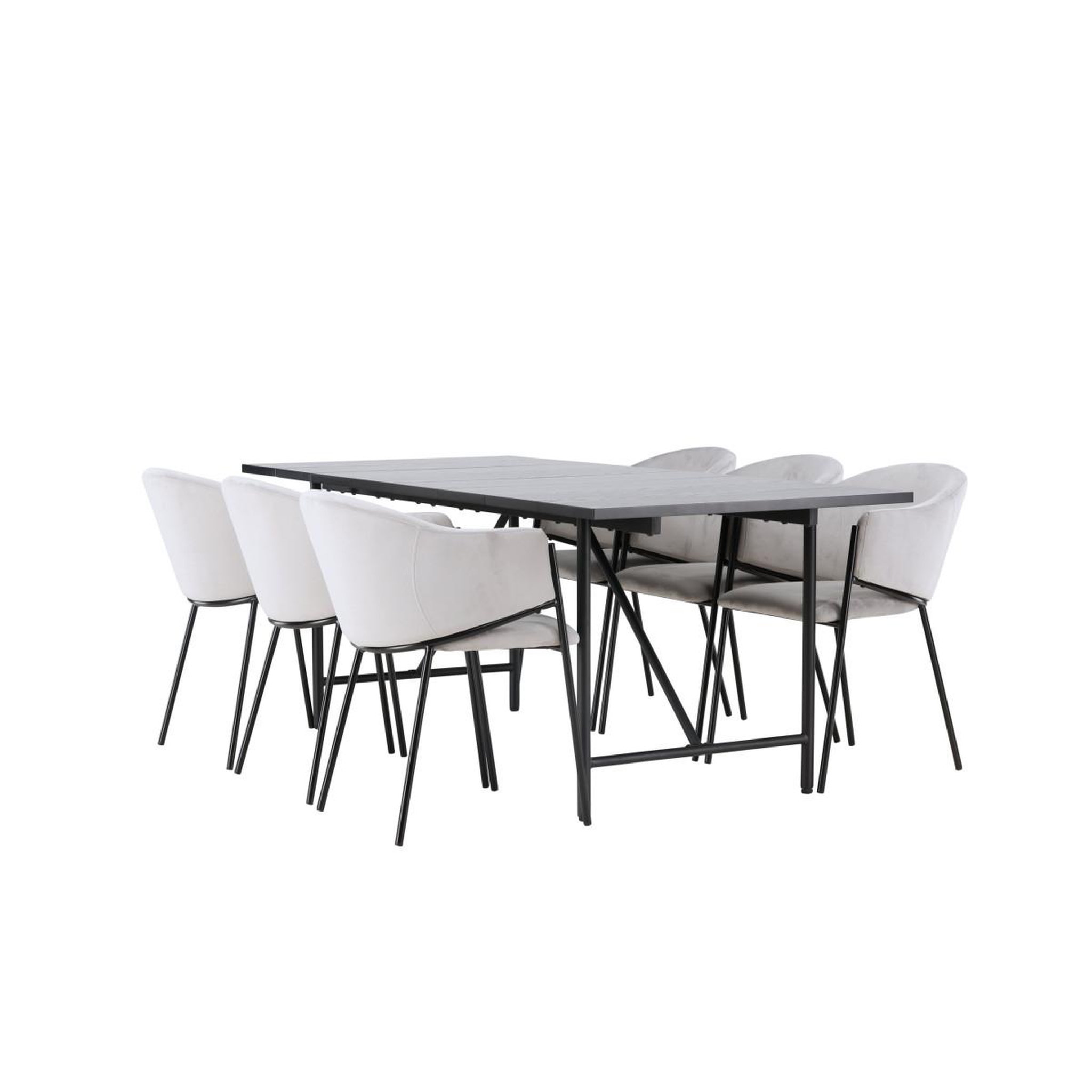 Voir la diapositive 4 : Paris Prix Ensemble table à manger & 6 chaises  astrid & evelina  200cm noir & gris