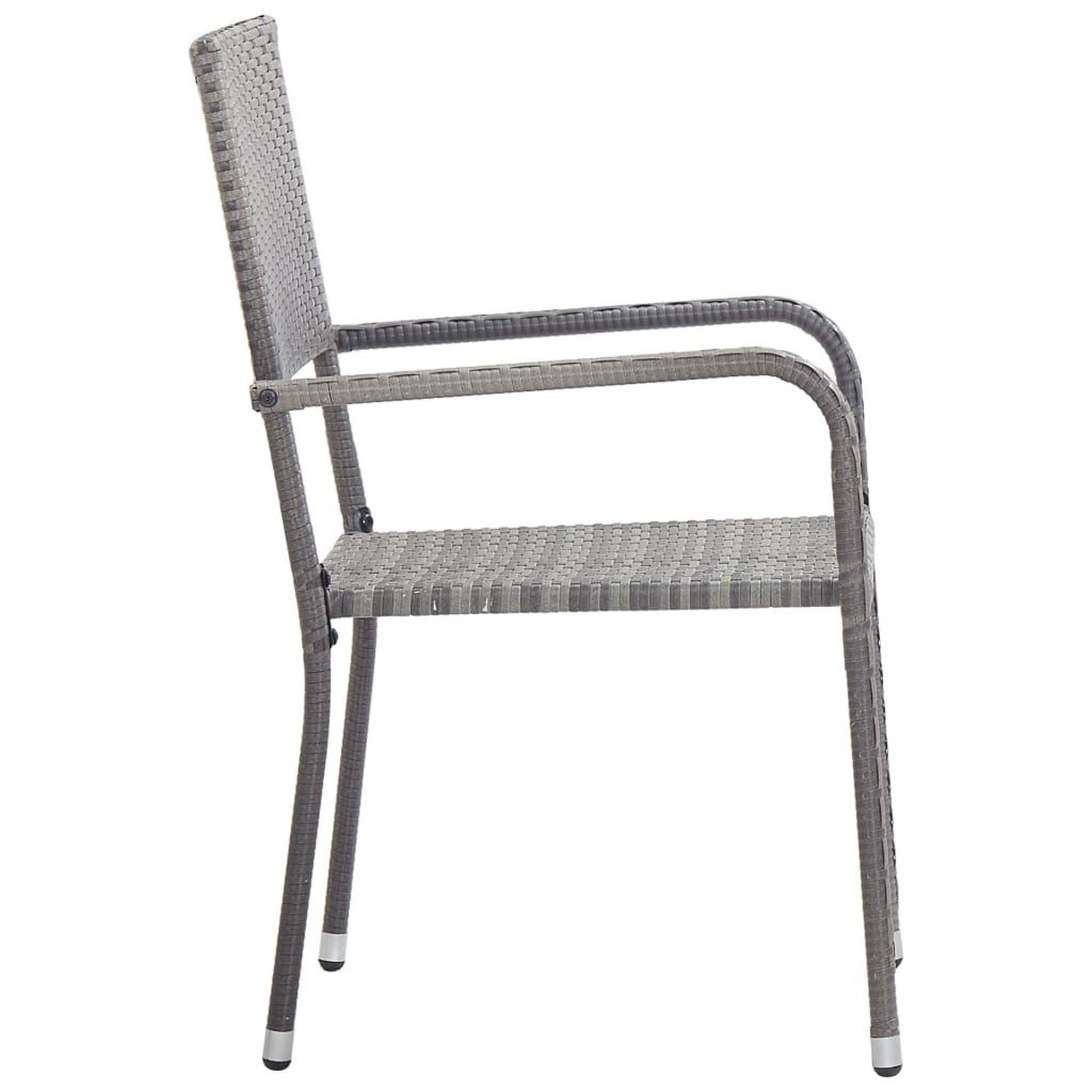 Voir la diapositive 4 : VIDAXL Ensemble a manger de jardin 3 pcs Resine tressee Gris