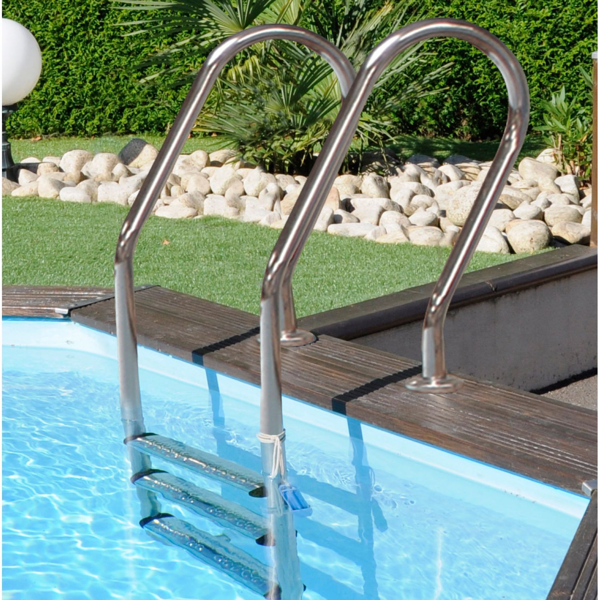 Voir la diapositive 7 : GRE Piscine hors sol bois rectangulaire - 620x420x133cm - EVORA 2020